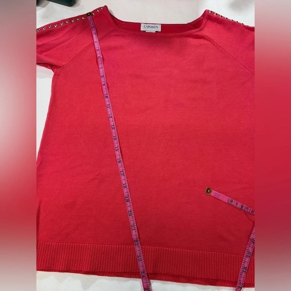 COPY - CARMEN MARC VALVO Poppy red 3/4 sleeve top size M - Picture 12 of 12